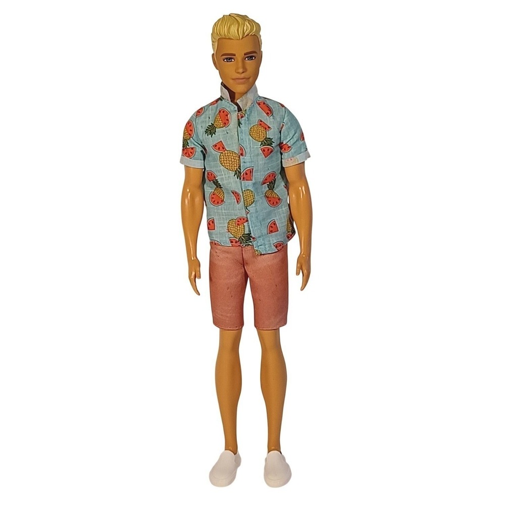 Barbie Fashionistas Ken Doll Blonde Hair Tropical Pineapple Watermelon Shirt 162